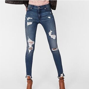 EXPRESS | High Waisted Distressed Denim